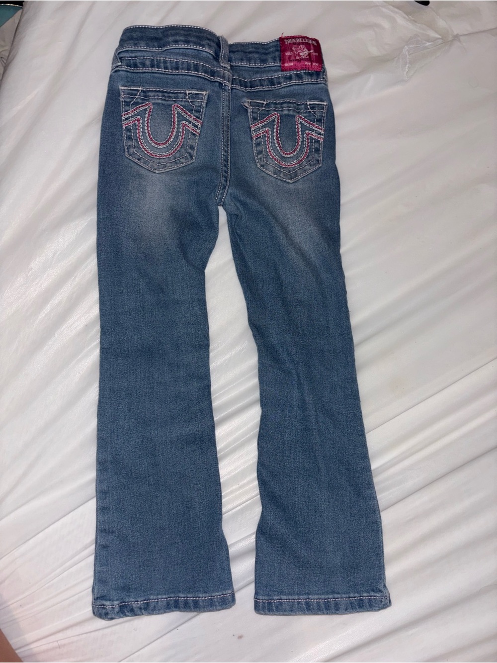 True Religion Girls' Medium Blue Bootcut Jeans - Pink Accent